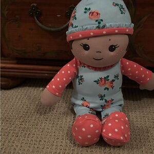 NWOT!!  Matilda Jane Floral Patterned Doll with Pink and Blue Outfit